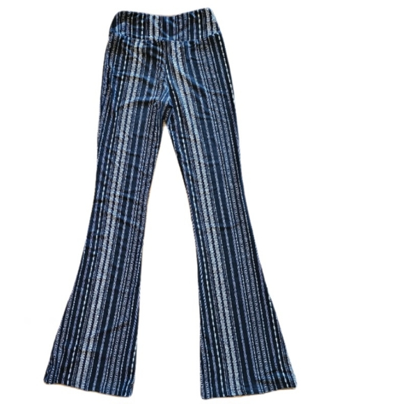 Junior's/Women's Boho Flared Pants black white pattern XS - Picture 2 of 4